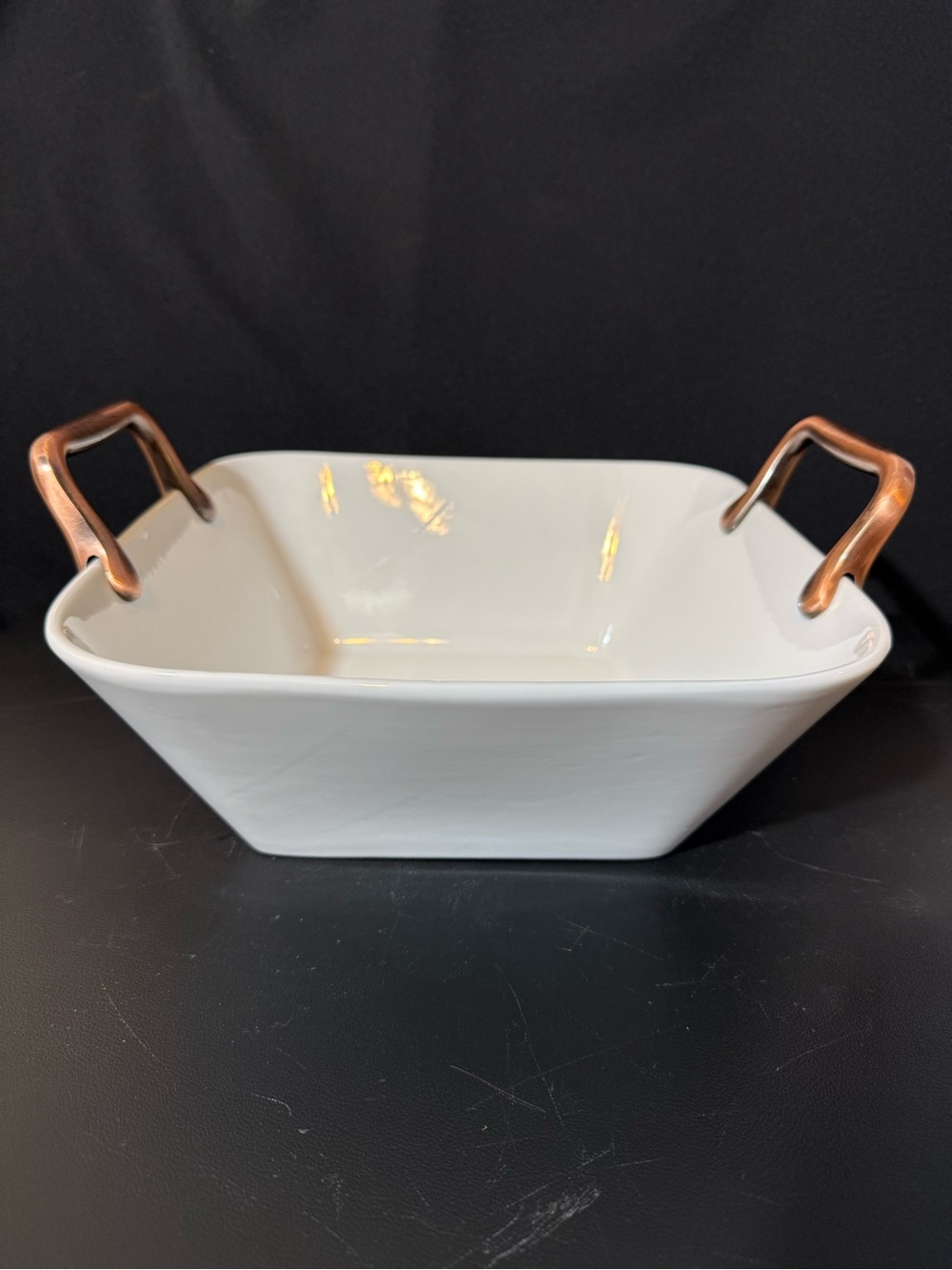 Denmark Tools For Cooks White Porcelain Serving Dish w/Copper Plated Handles